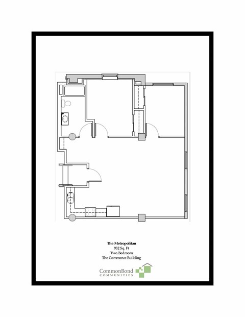 A floor plan of a two bedroom apartment.